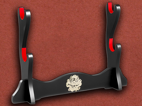 [Duncans] Double (2) Katana Sword Stand, Vintage Gold Dragon