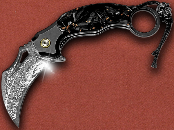 [Duncans EliteForge] Eternal Fang, Damascus, Copper Carbon Fibre