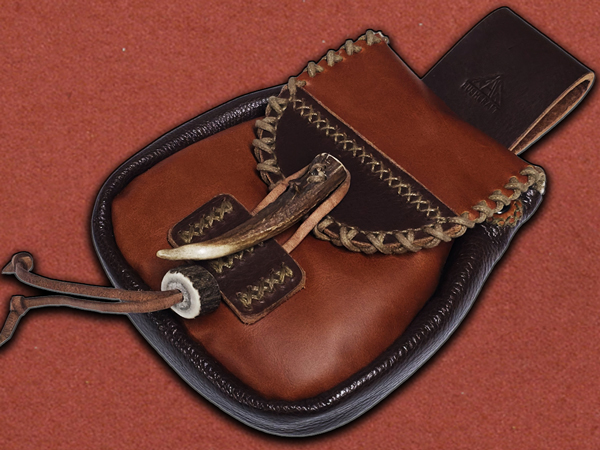 [RAW Bushcraft] Handmade Spiced Soft Leather 2-Tone Pouch