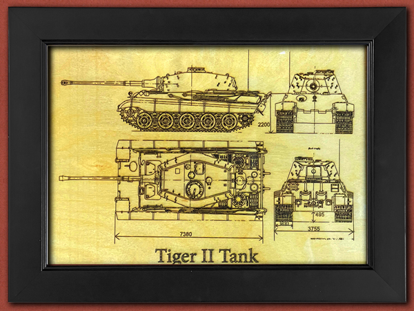 [Diodable] Tiger II Tank - Engraved Wooden Artwork