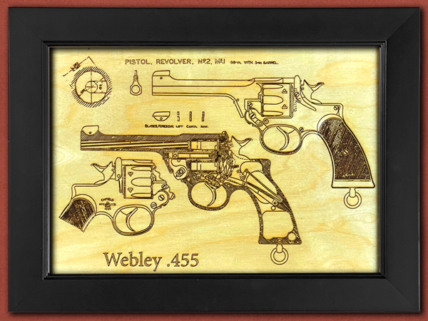 [Diodable] Webley .455 Mk I Revolver - Engraved Wooden Artwork