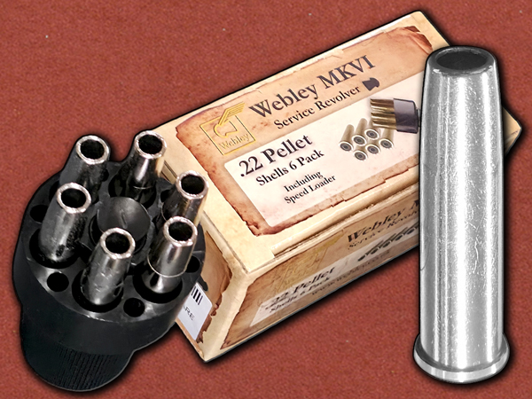 .22 [Webley] .455 MKVI Speedloader + Cartridges (6 Shell Pack)