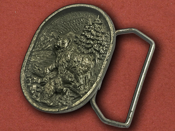 [Katz] Grizzly Bear Wilderness, Vintage Belt Buckle, Made in USA