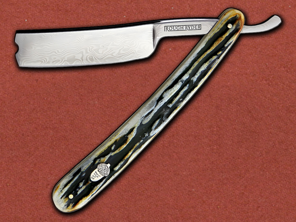 [Rough Ryder] Cinnamon Bone Stag - Cut Throat Straight Razor