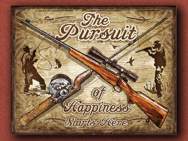 [Tin Signs] The Pursuit of Happiness Starts Here Sign