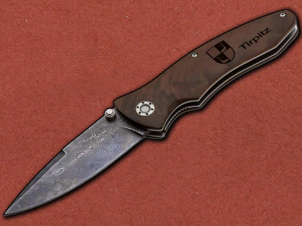 [Böker] Tirpitz-Damascus, Wood (Thumb-Stud Version)
