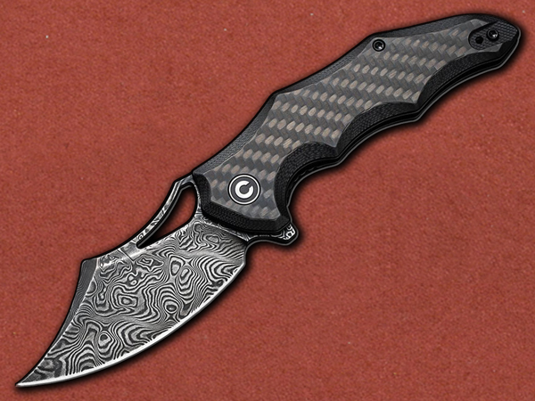 [CIVIVI] Chiro Damascus, Linerlock, Twill Carbon Fibre