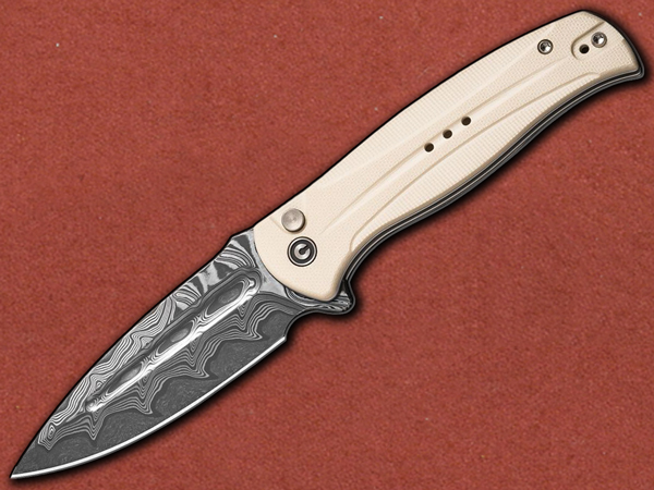 [CIVIVI] Incindie Damascus Button Lock, Ivory G10