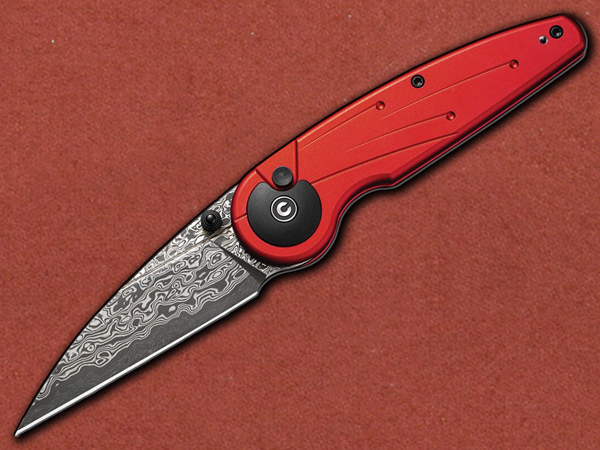 [CIVIVI] Starflare Damascus Button Lock, Red Aluminium