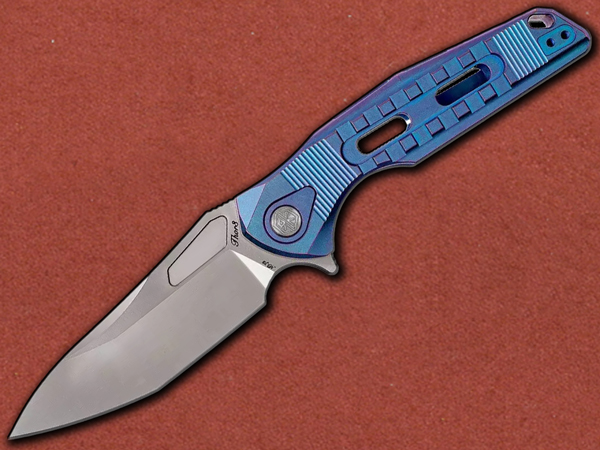 [Rikeknife] Thor 3 Blue/Purple M390, Integral Ti Frame, Tanto