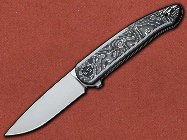 [WE Knife] Smooth Sentinel, Titanium, Silver Carbon Fibre Inlay