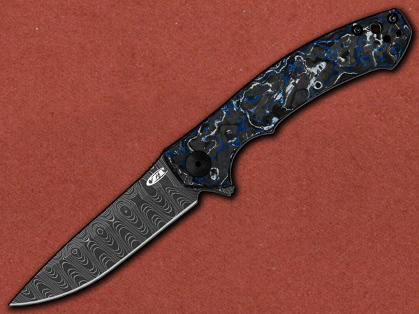 [Zero Tolerance] 0450MMC Damascus, Marbled Carbon, Titanium