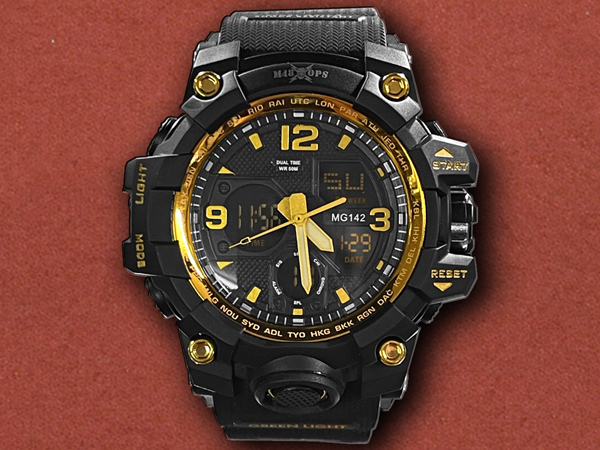 [M48] Black & Gold Analog & Digital Tactical Watch