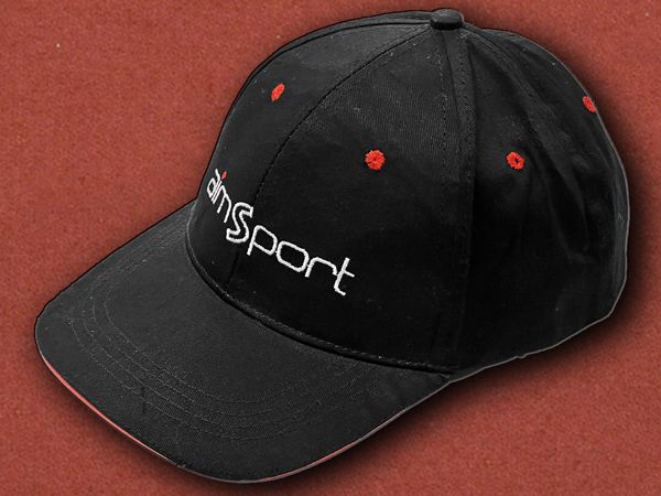 [aimSport] Black Logo Embroidered Baseball Cap with Red Accents