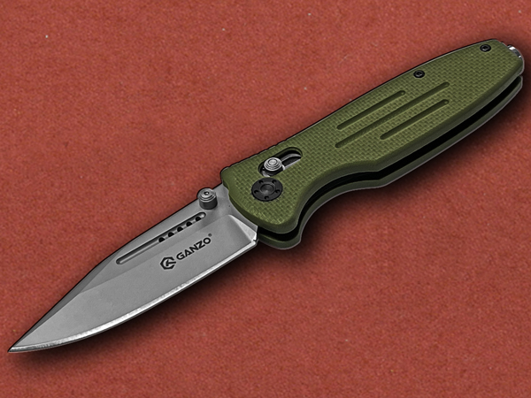 [Ganzo] G702, 440C Blade, Green G10 Handle Camping Knife