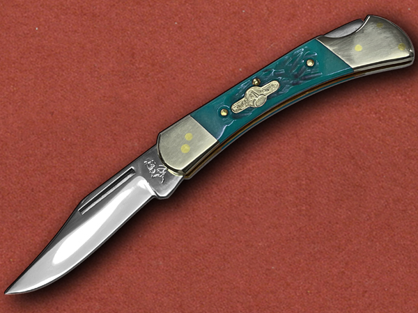 [German Bull] Green Jigged Bone Lockback
