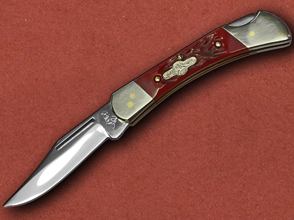 [German Bull] Red Jigged Bone Lockback