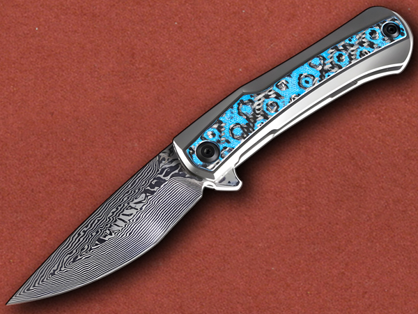 [Kansept] Kratos Damascus, Titanium, Blue Rose Carbon Fibre