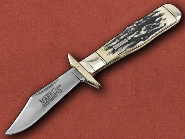 [Marbles] Large Lockback Swingguard, Black Stag Antler