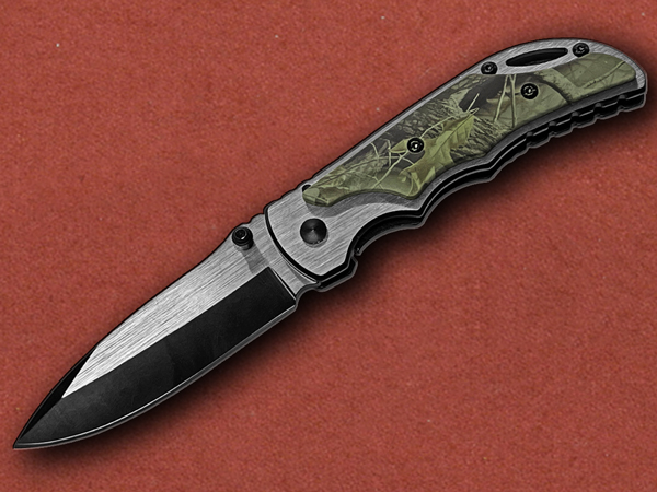 [Anglo Arms] Stainless Steel Green Camo Lock Knife
