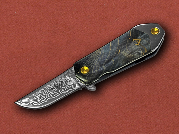 [V Nives] KillaBite Damascus, Stabilized Wood, Titanium VNI22WPD