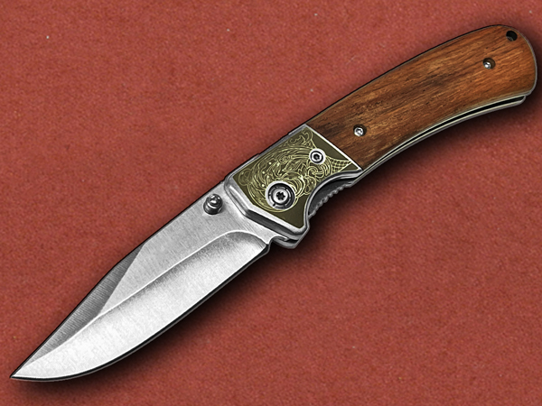 1[Anglo Arms] Classic Gentlemen's Zebra Wood, Engraved Lock Knif