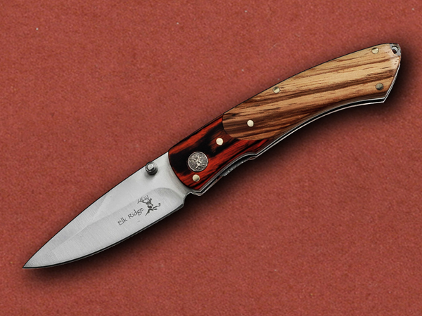 [Elk Ridge] Gentlemen Two Tone Burl Wood Pocket Knife