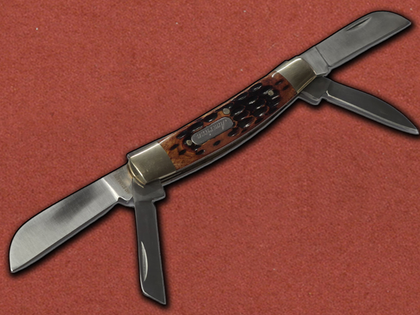 [American Cutlery] Brown Jig Bone 4-Blade Congressman