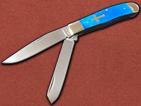 [Frost Cutlery] Blackhills Steel, Sky Blue Smooth Bone Trapper