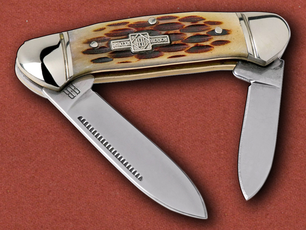 [Rough Ryder] Mini Canoe Amber Jigged Bone RR058