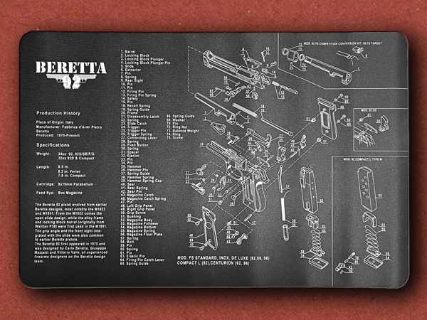 [Duncans] Beretta 92 Gun Diagram, Cleaning/Mouse Cloth Mat
