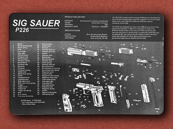 [Duncans] Sig Sauer P226 Gun Diagram, Cleaning/Mouse Cloth Mat