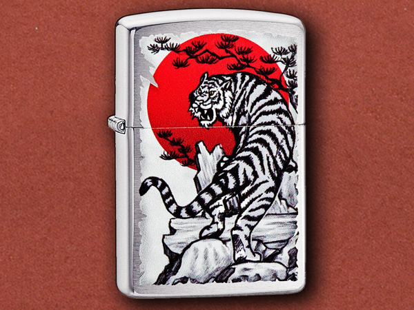 [Zippo] 200 Asian Tiger Design Brushed Chrome (29889)